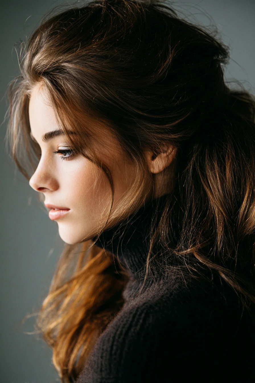 Voluminous Tousled Half-Up with Face-Framing Pieces