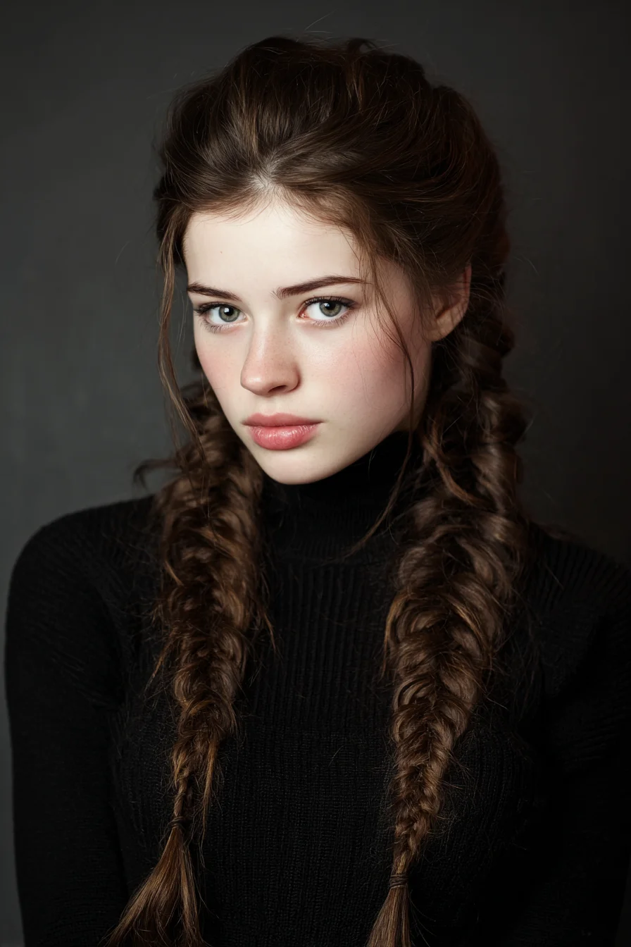 Volumized Crown Double Fishtail Braids — Boho Face‑Framing Style