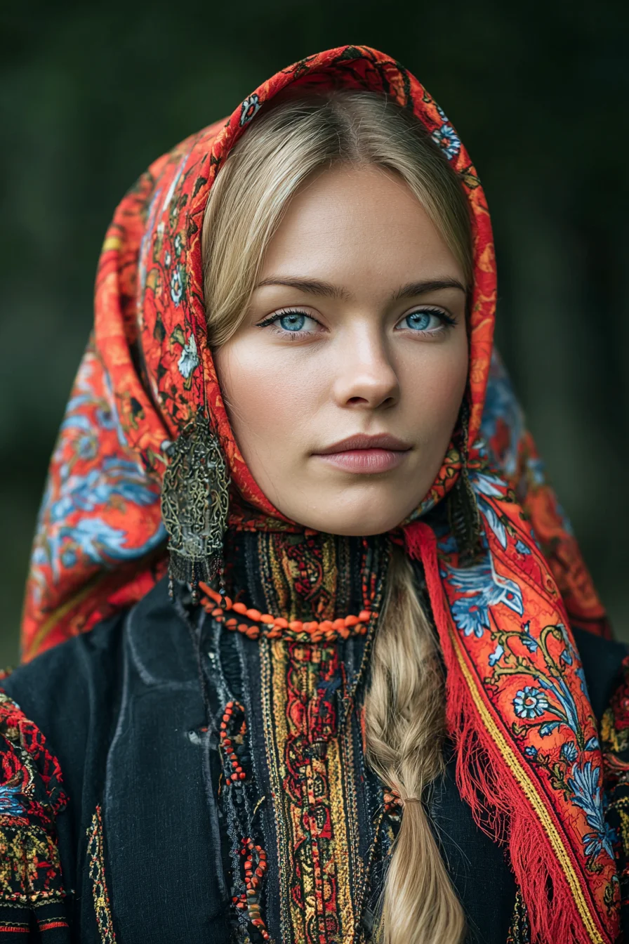 A Portrait in Traditional Russian Dress