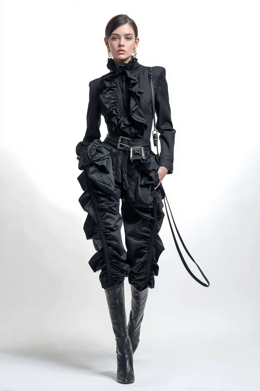 All-Black Ruffled Drama