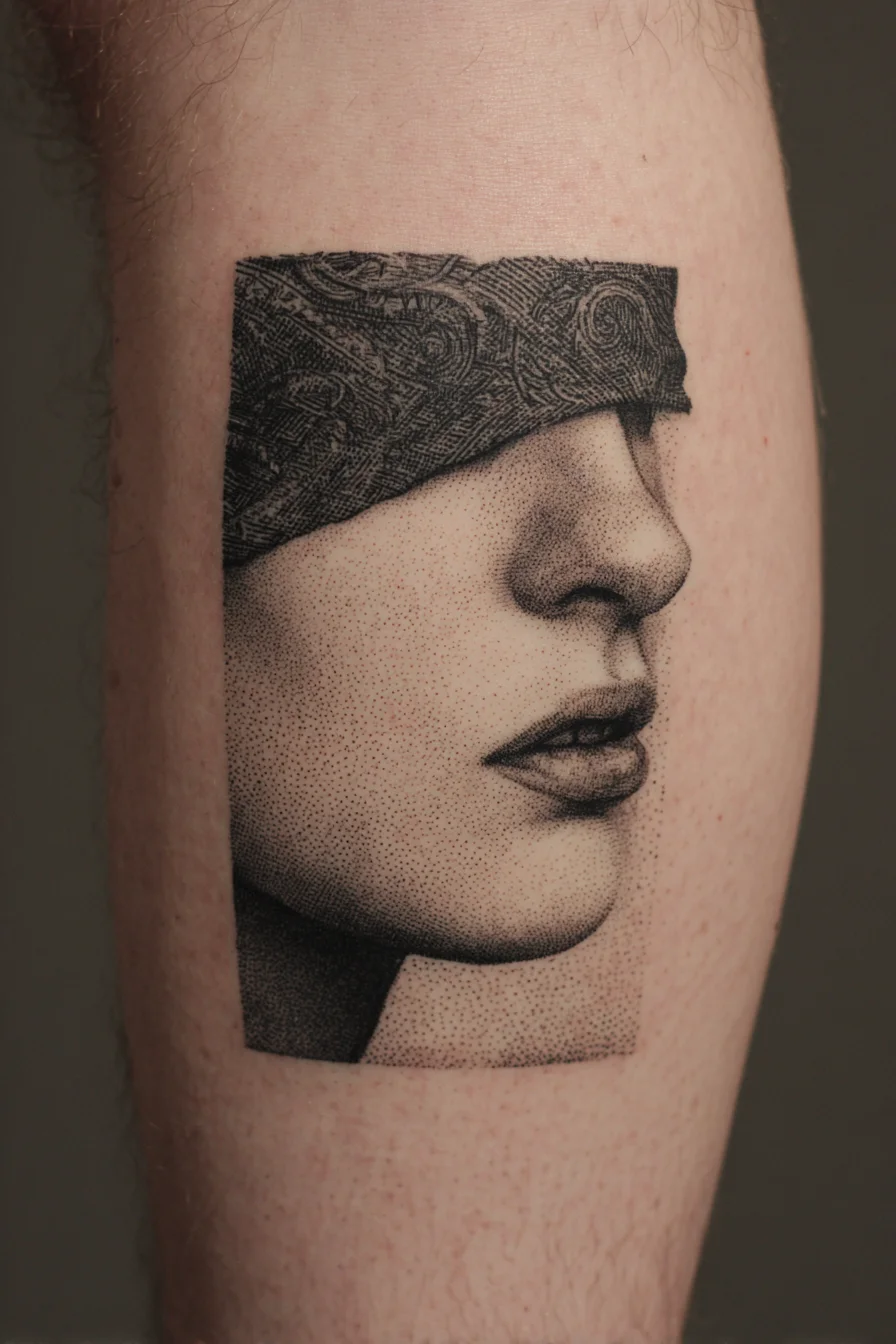 Blindfolded Portrait in Dotwork