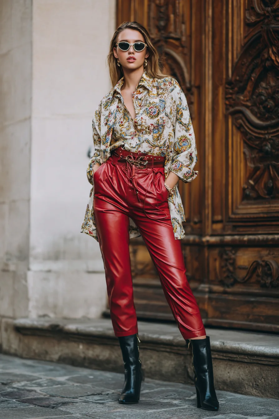 Bold Red Leather on Parisian Streets