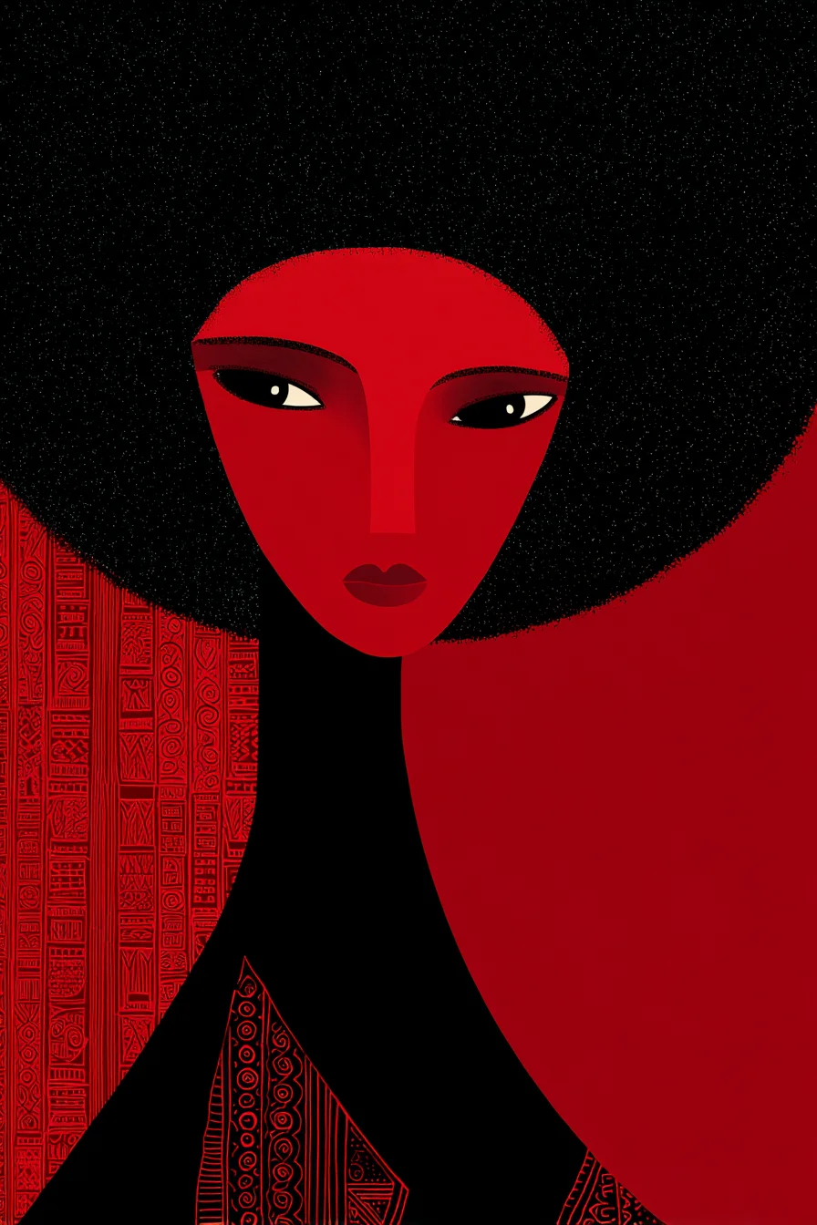 Bold Red Portrait in Shadow