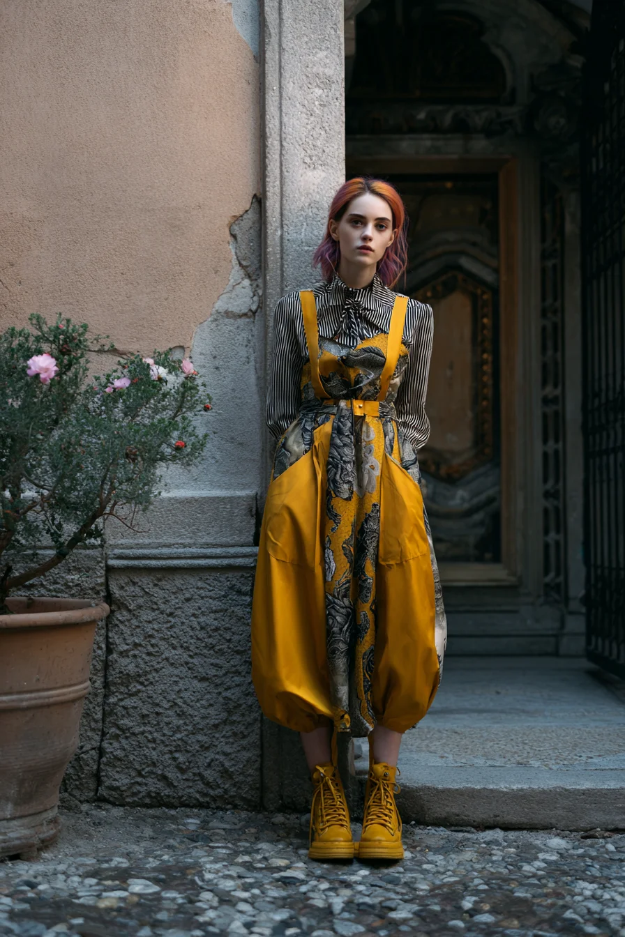 Bold Yellow Against Old Stone