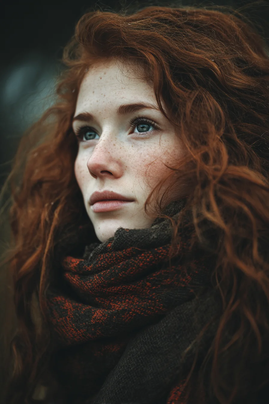 Copper Curls Against a Dark Sky