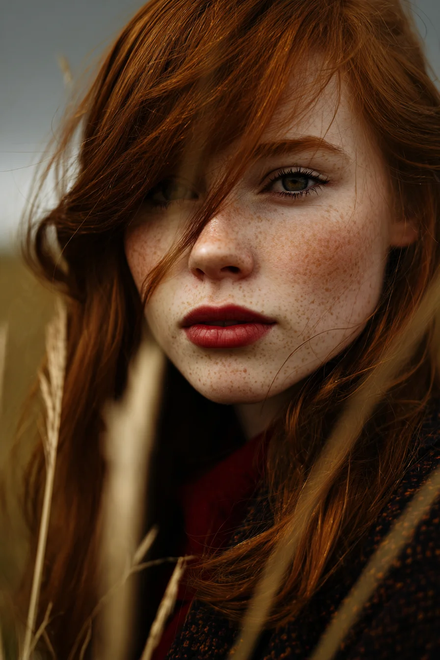 Copper Hair and a Quiet Gaze