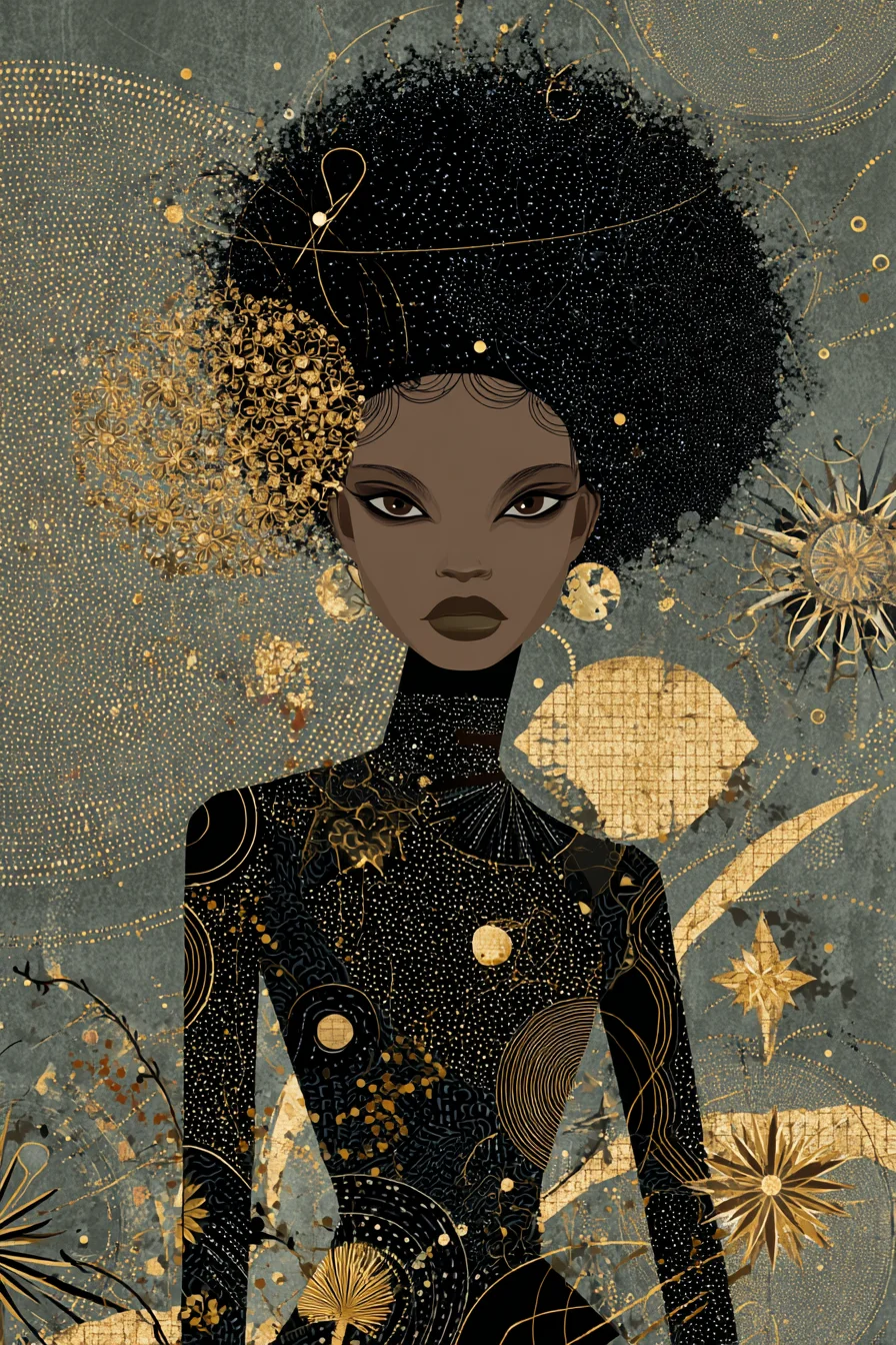 Cosmic Queen in Black and Gold