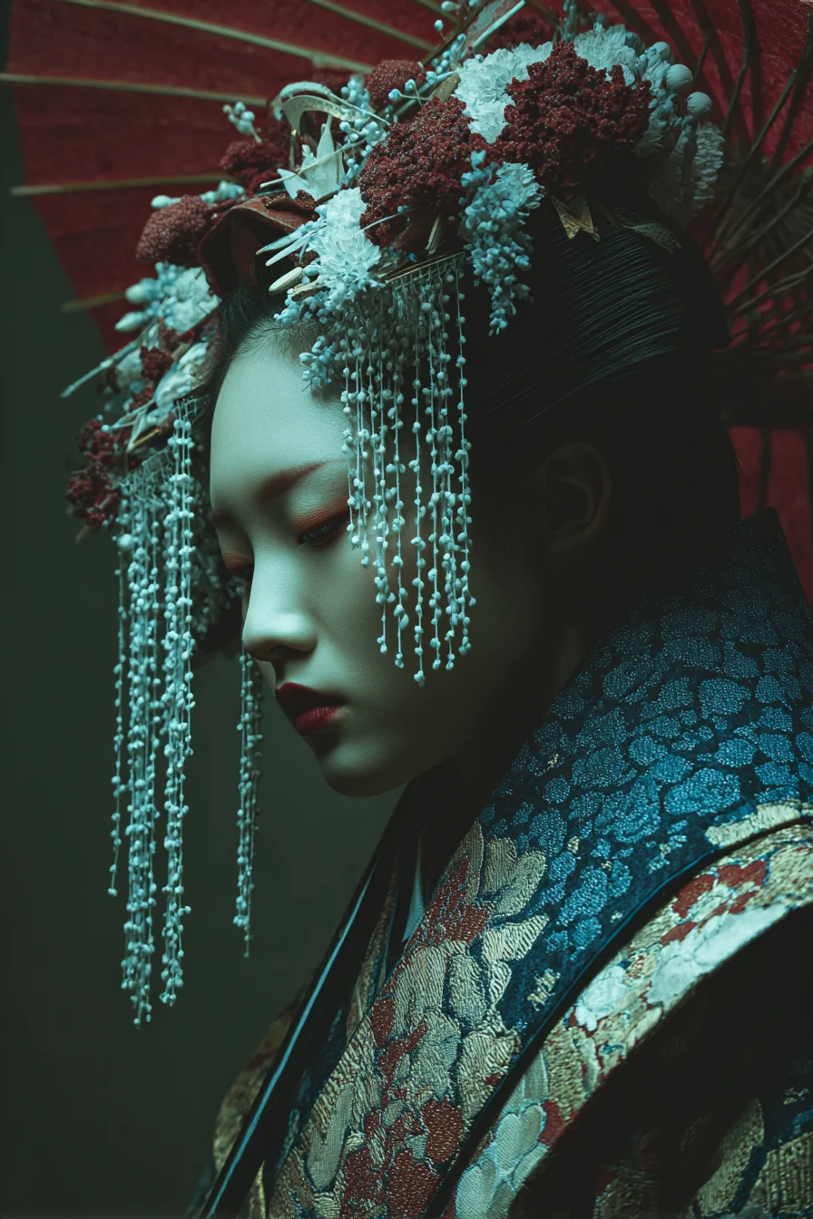 Crimson and Ice in Bloom