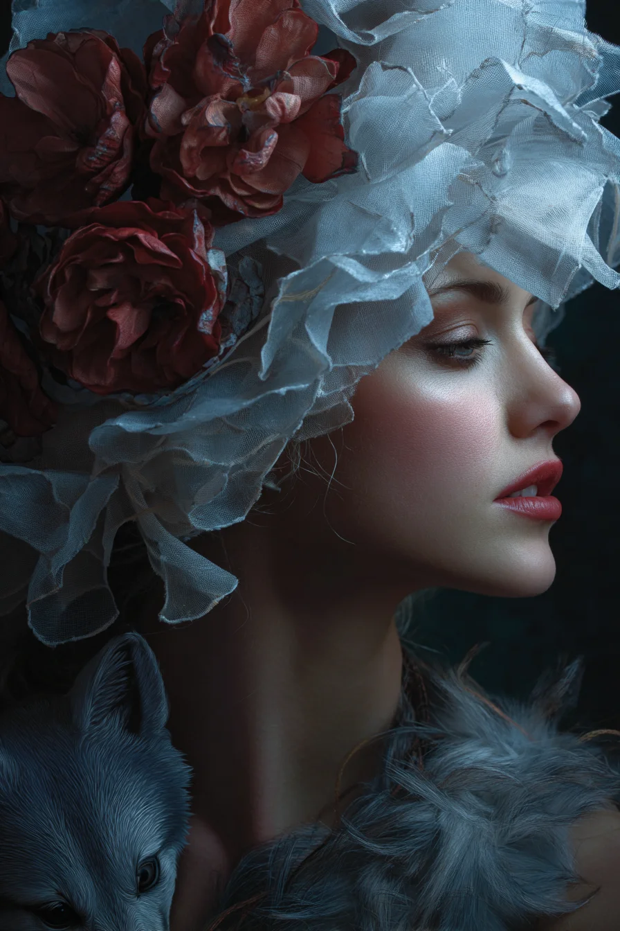 Crimson Blooms and Silver Shadows