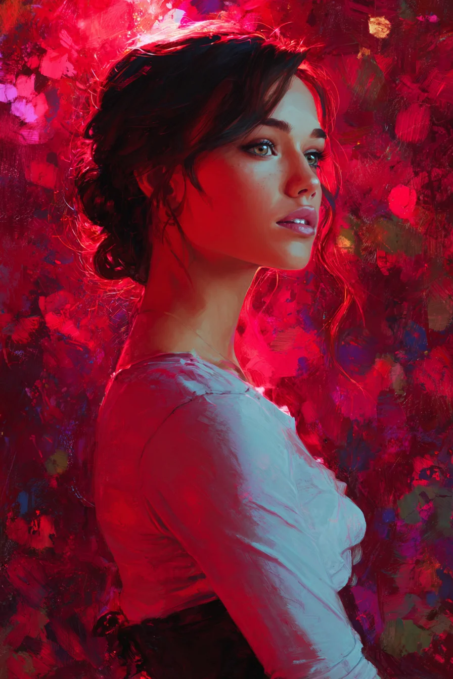 Crimson Light and Dark Hair