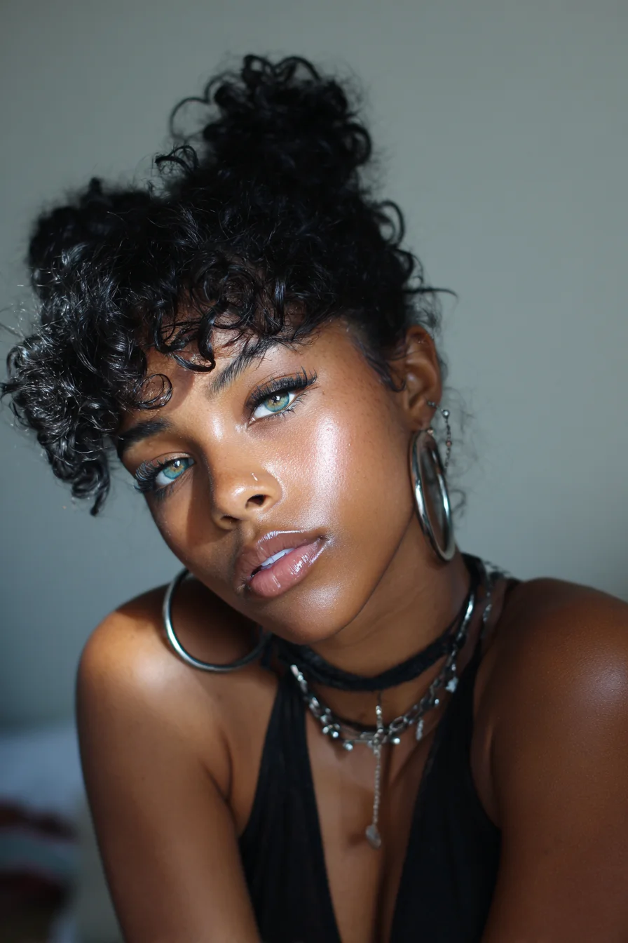 Curls, Silver, and Green Eyes