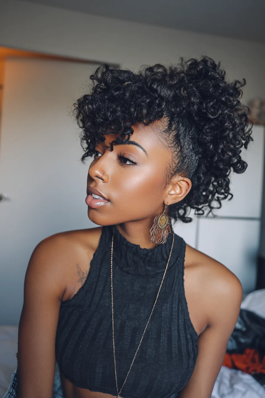 Curly Frohawk with Shaved Sides