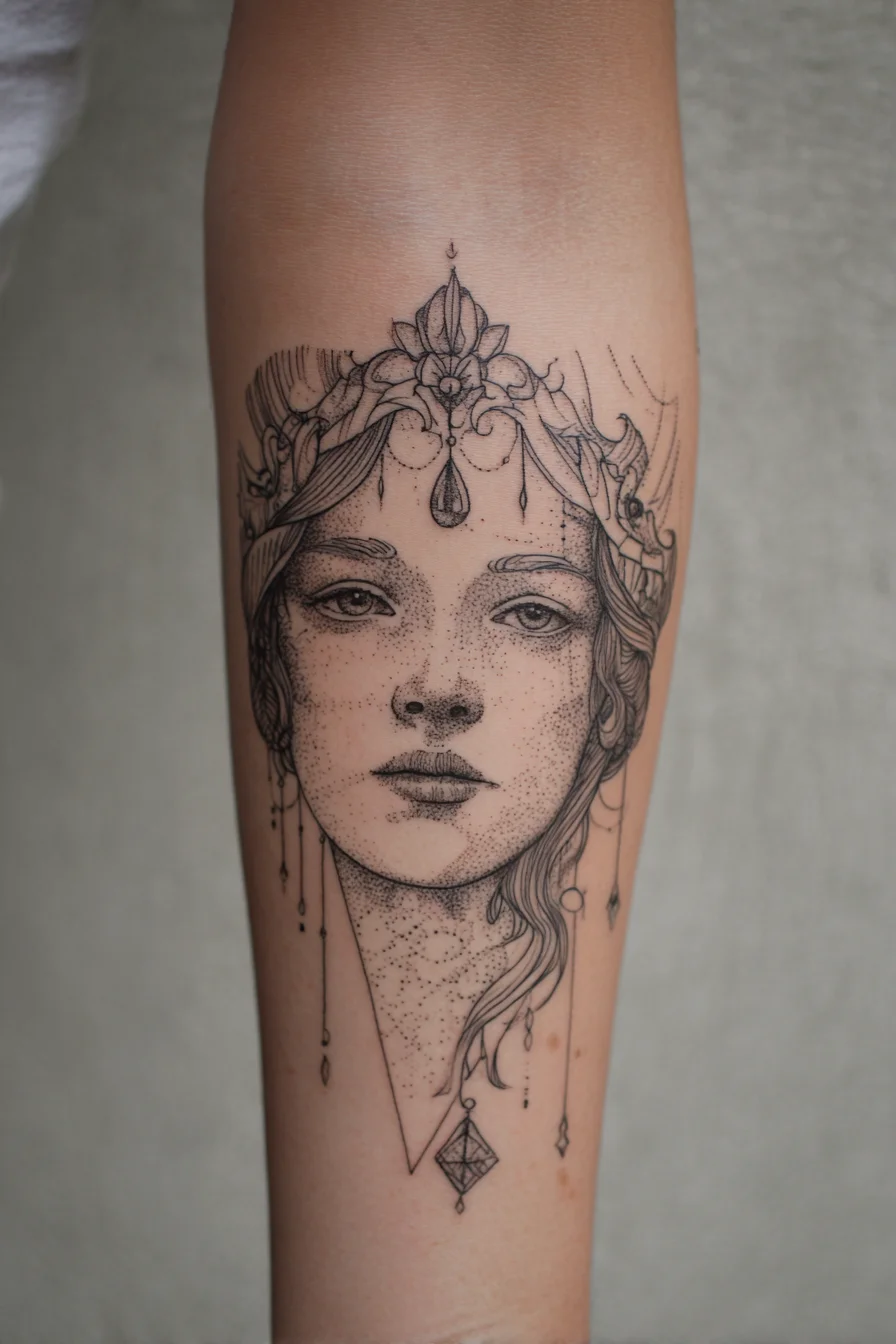 Fine Line Portrait on Forearm