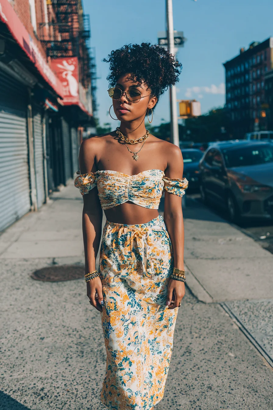 Florals and Gold on City Streets