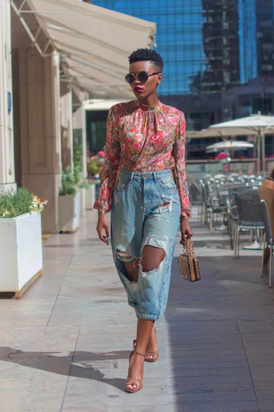 Florals Meet Denim on the Terrace