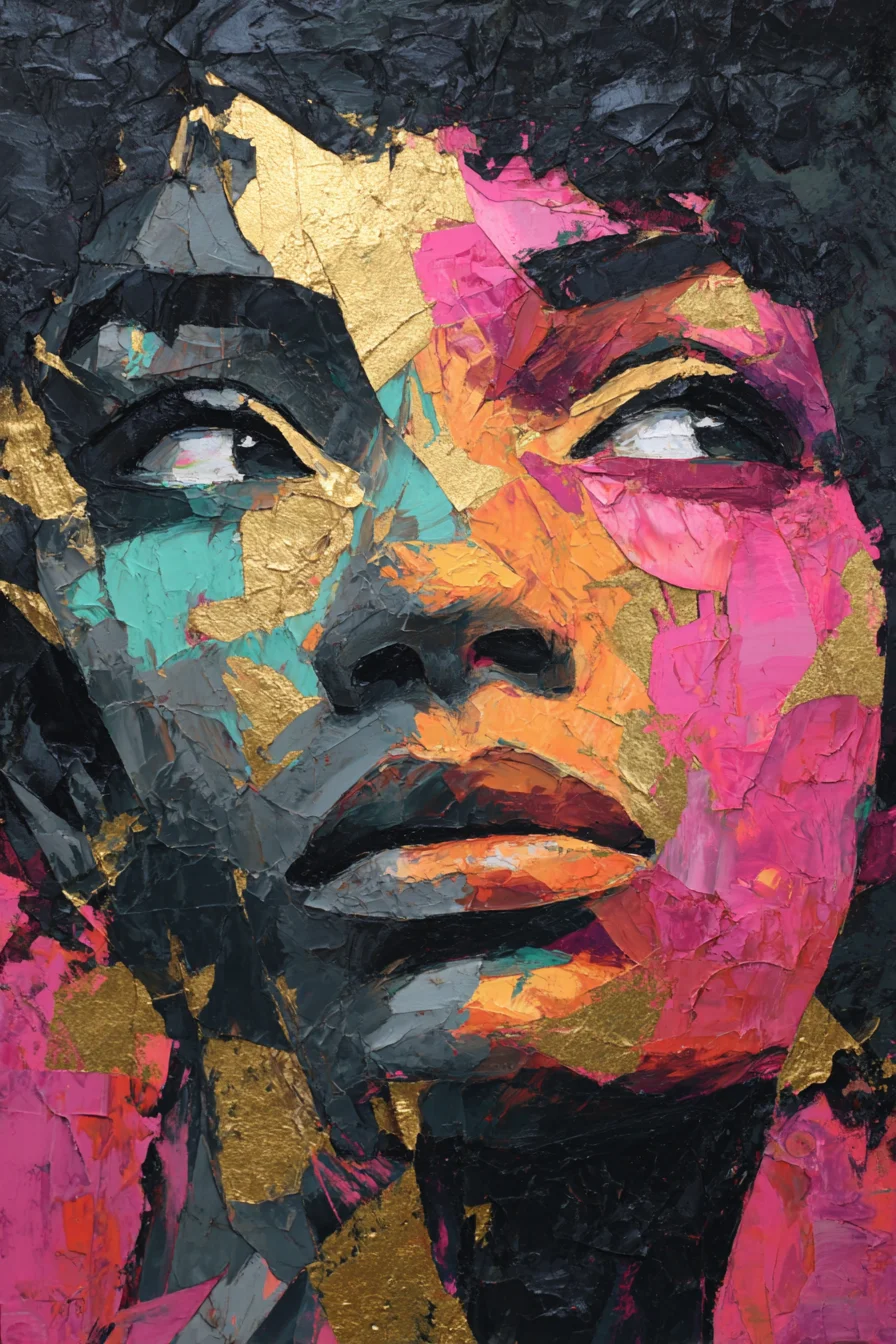 Fractured in Gold and Fuchsia