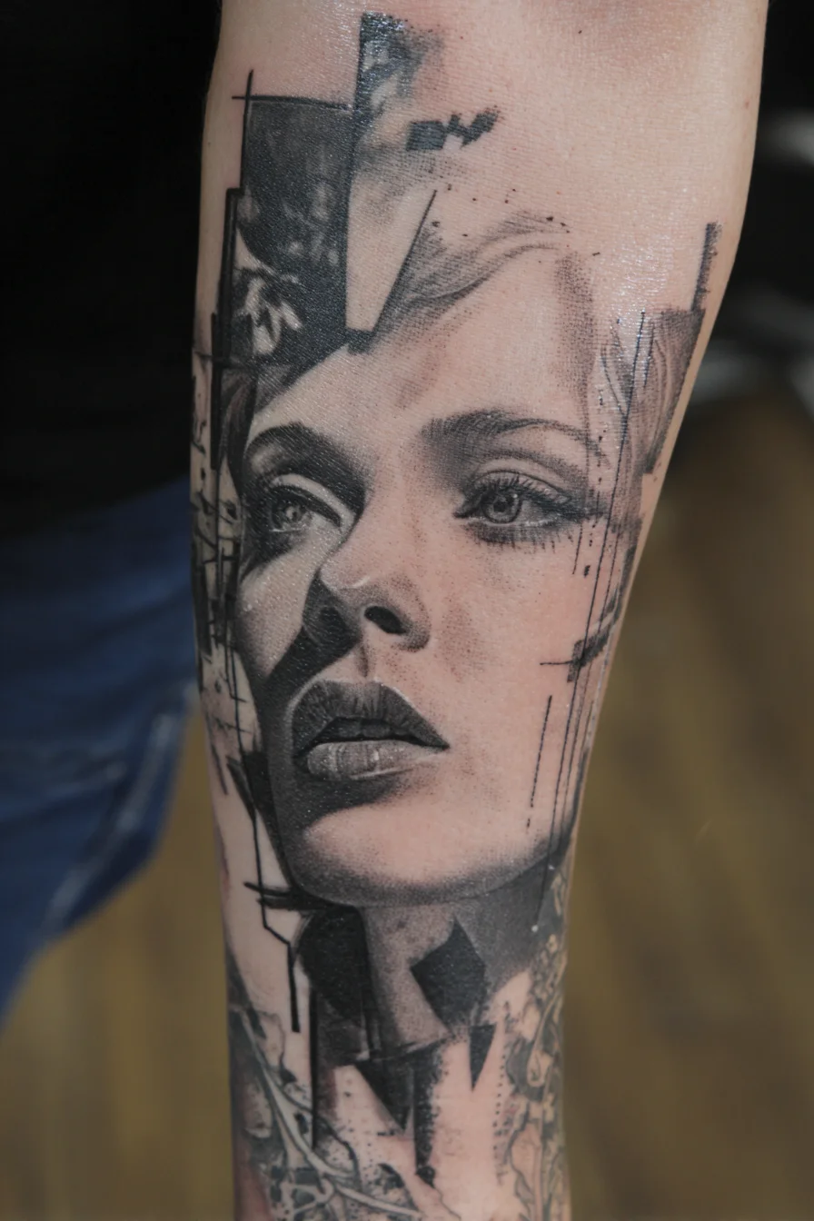 Fractured Portrait in Black and Grey