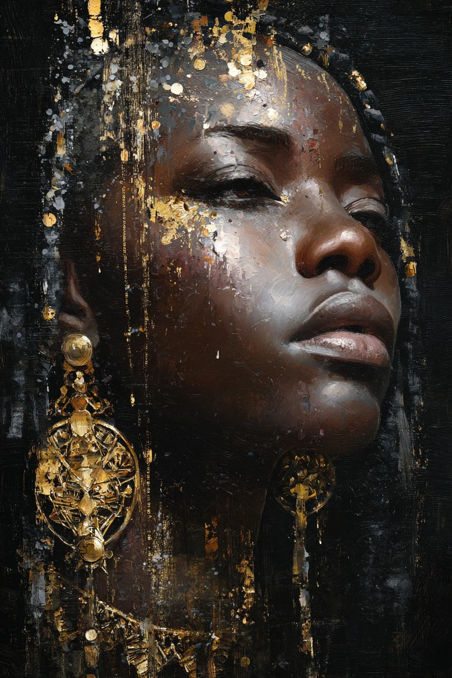 Gilded Portrait in Oil and Gold
