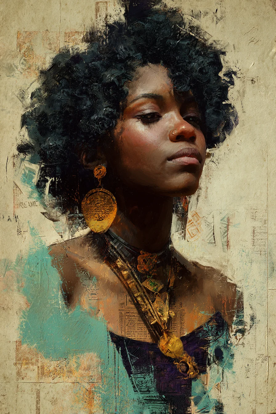 Golden Adornments on Weathered Canvas