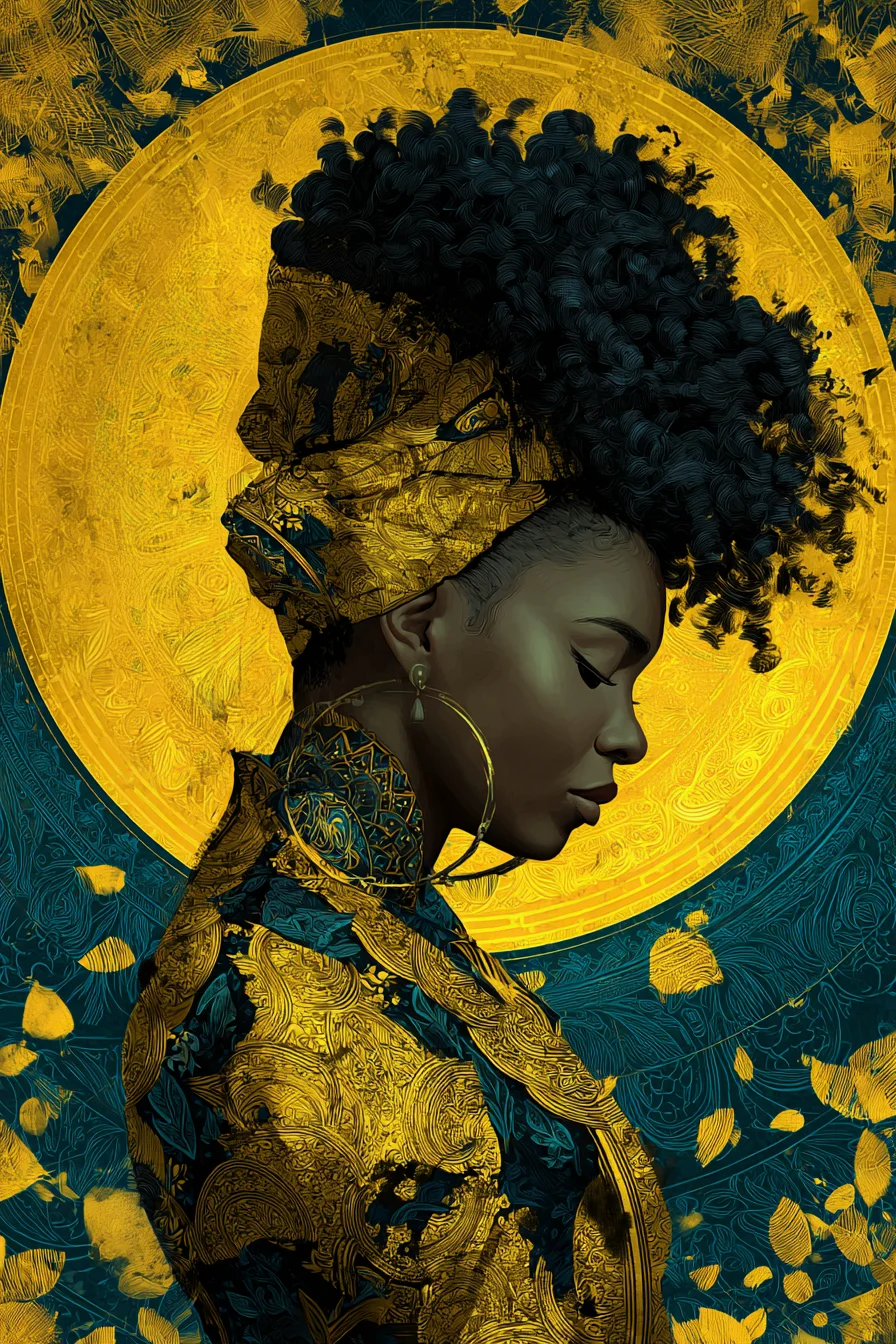 Golden Halo Portrait in Profile