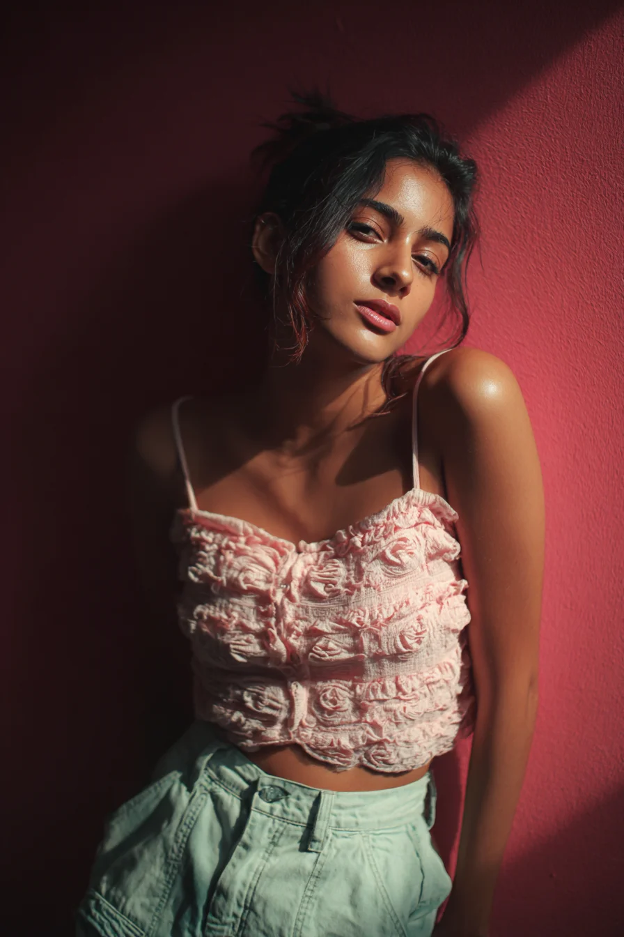 Golden Light Against Crimson Walls