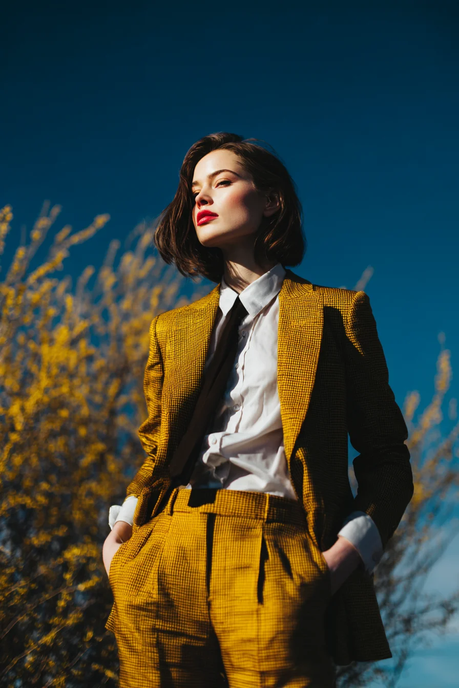 Golden Suit Against a Deep Blue Sky