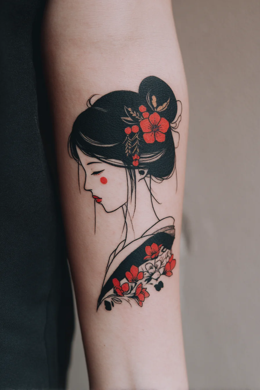 Japanese Geisha Forearm Tattoo