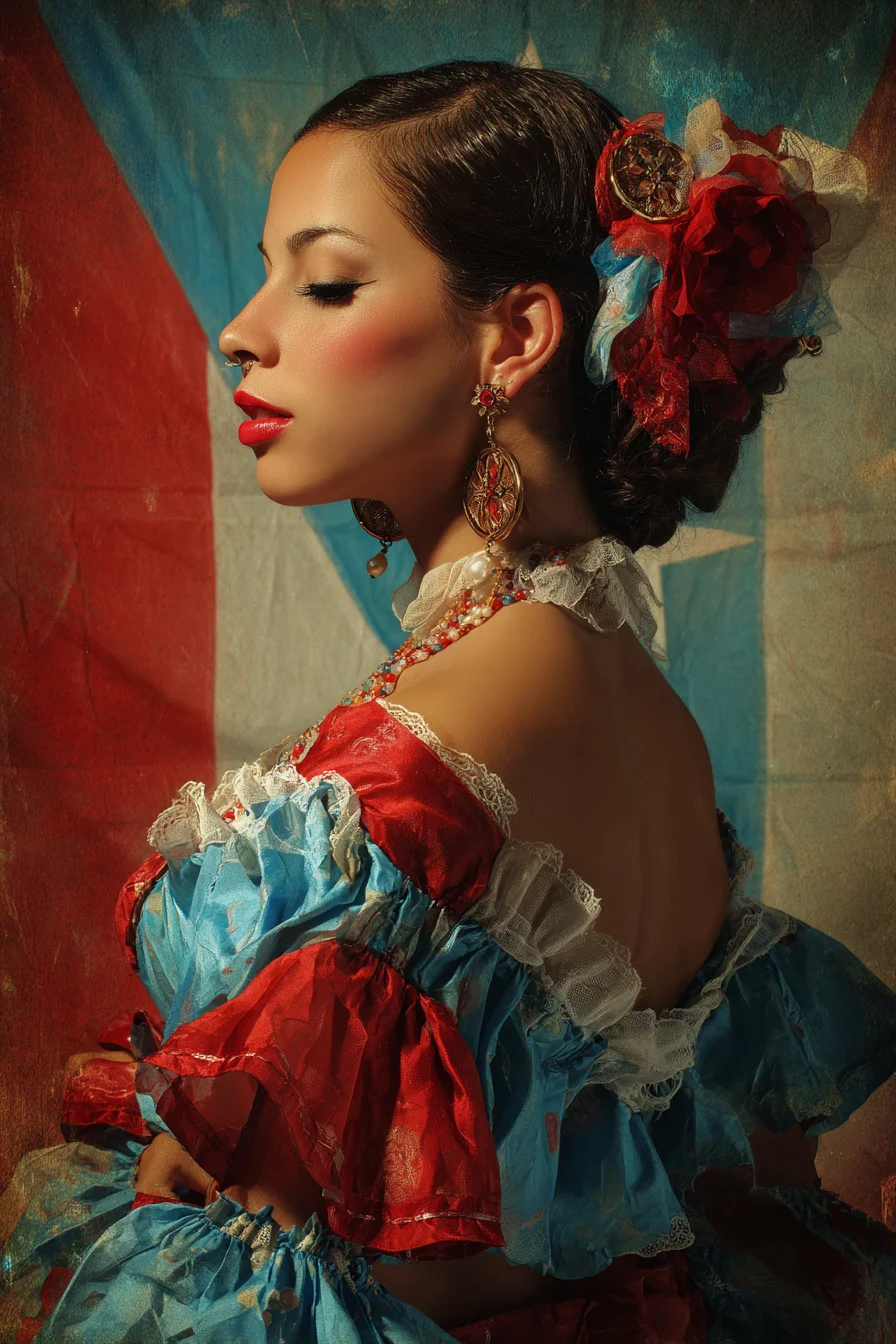 La Borinqueña in Red and Blue