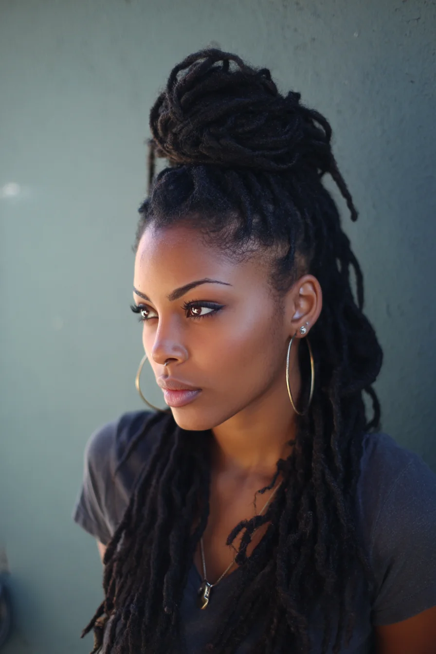 Locs Swept High and Free