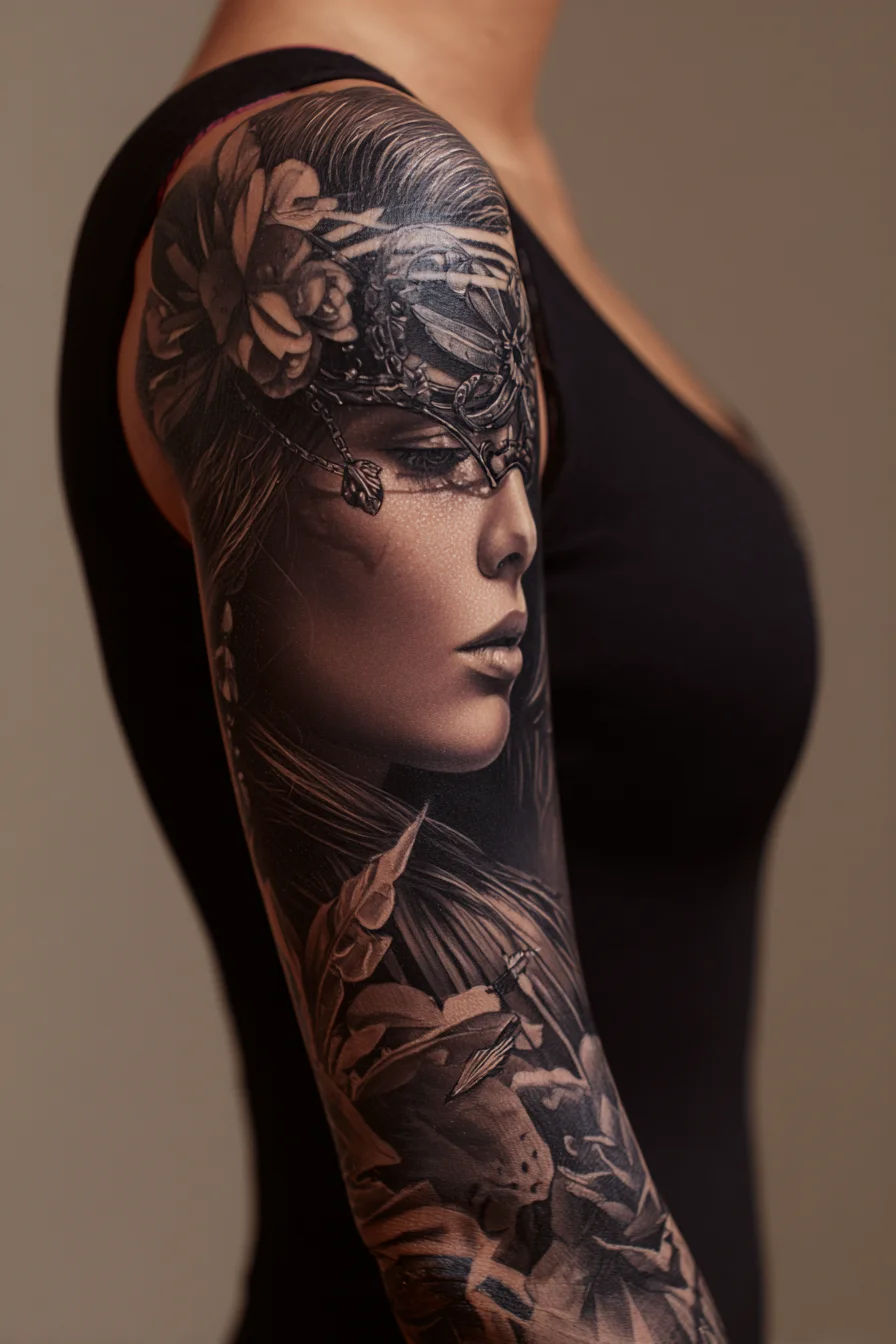 Masked Portrait in Black and Grey