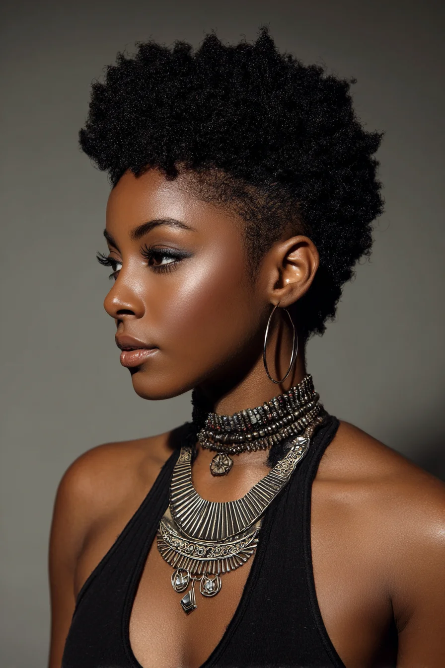 Natural Tapered Afro with Shaved Sides
