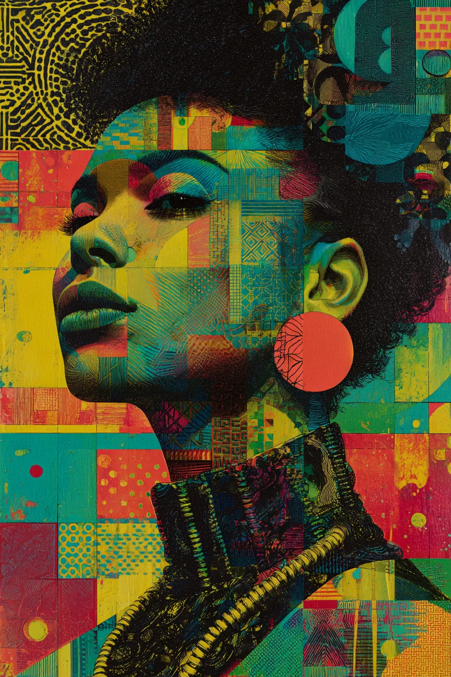 Patchwork Portrait in Vivid Color