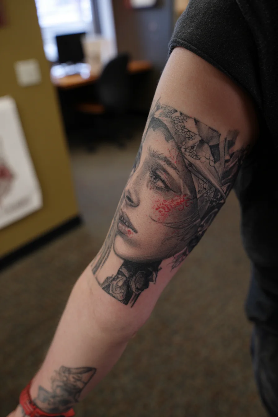 Portrait in Ink and Red