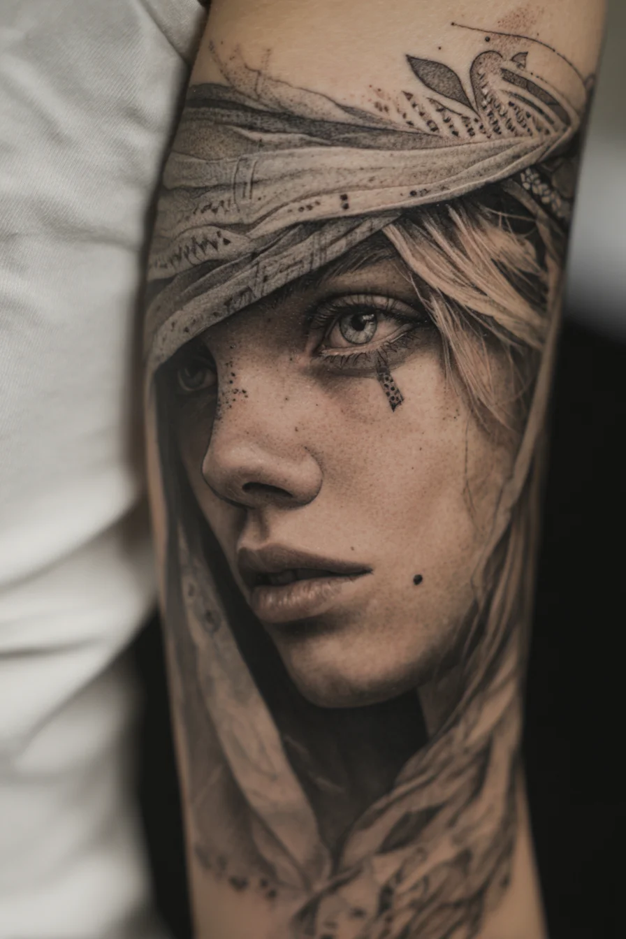 Realistic Portrait Tattoo on Forearm