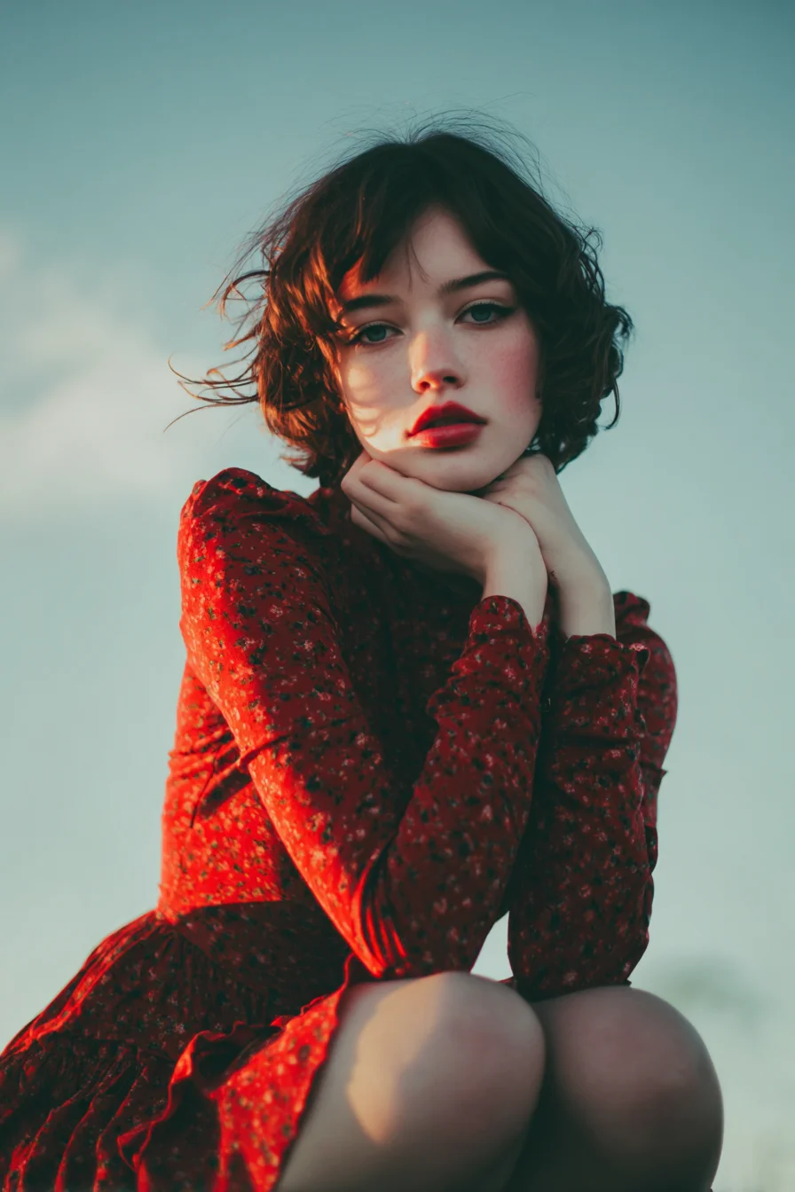 Red Dress Against an Open Sky