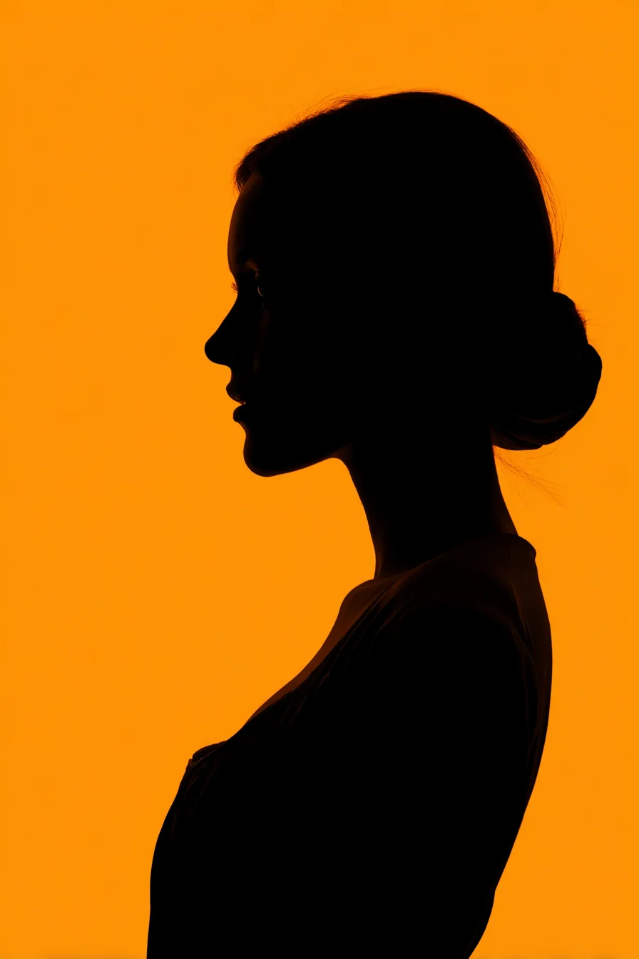Shadow Portrait Against Amber Light