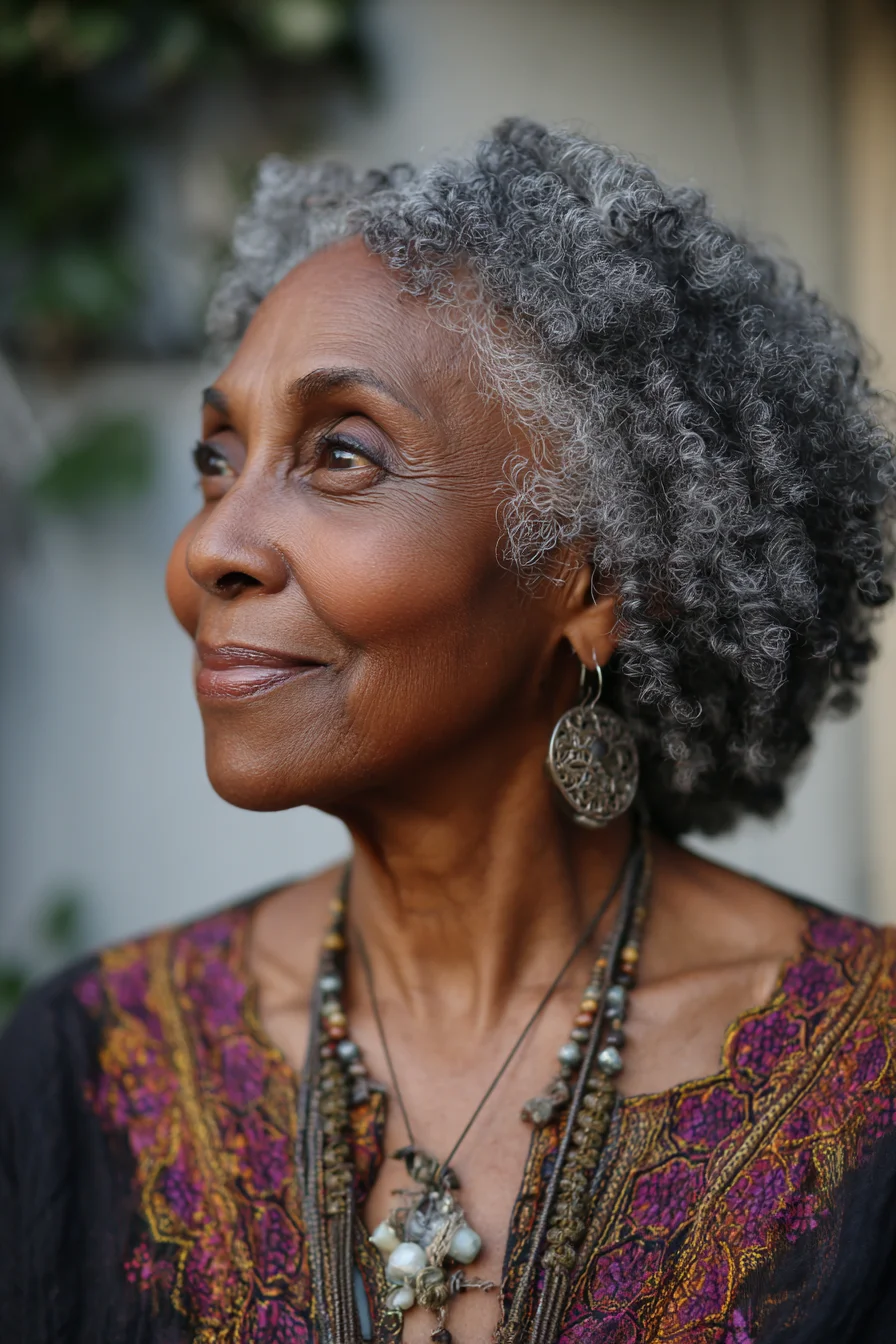 Silver Curls and a Quiet Gaze