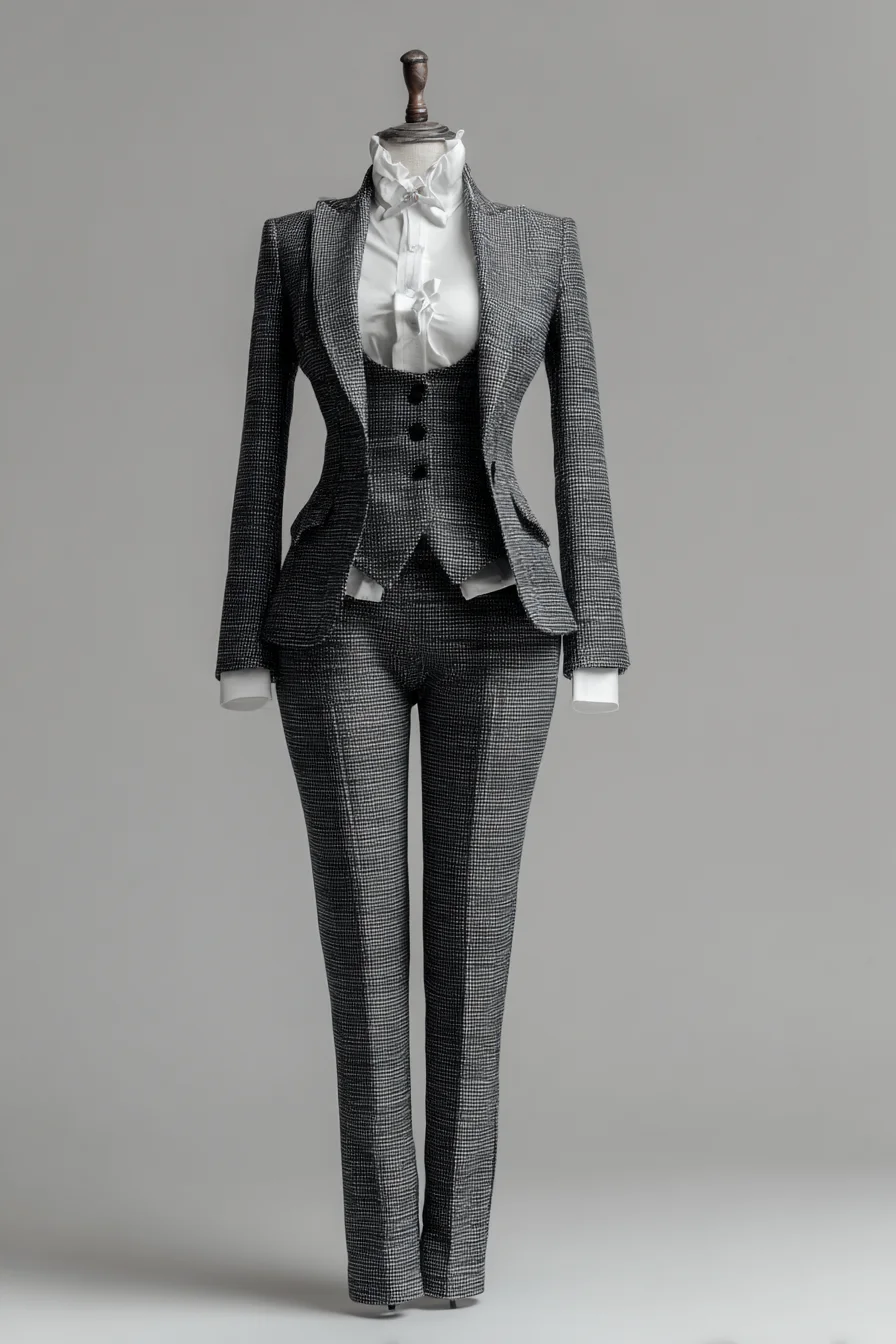 Three-Piece Houndstooth Power Suit