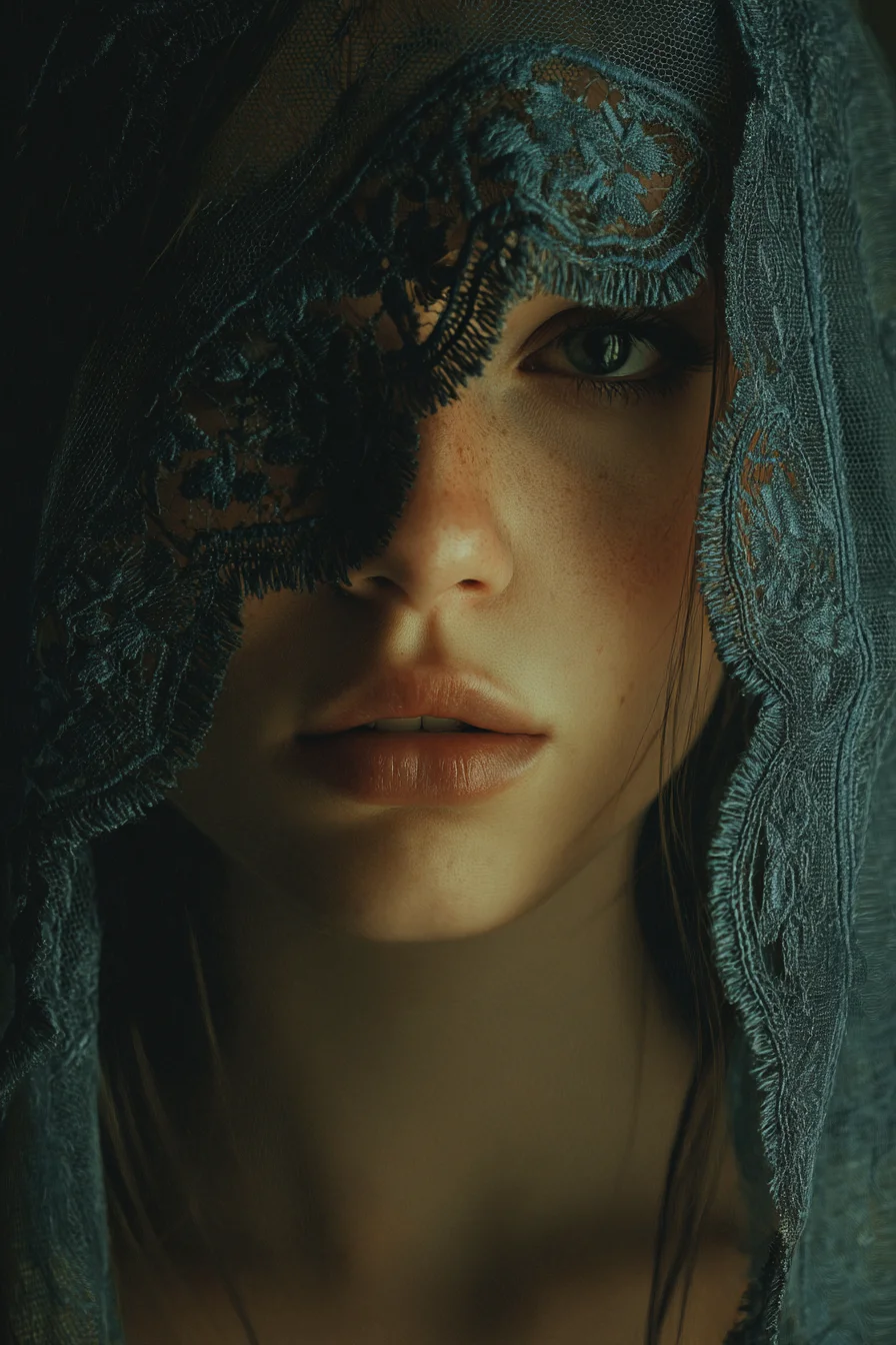 Veiled in Teal Lace